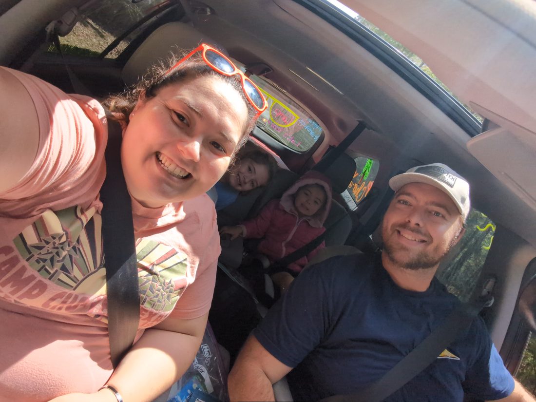 The Bossiers at the Camp Cho-Yeh opening day car rider line
