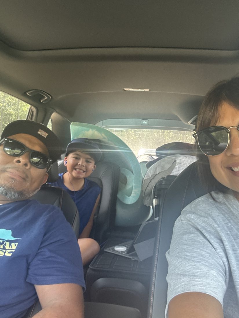 The Macias at the Camp Cho-Yeh opening day car rider line